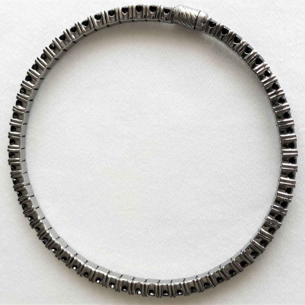 Black Spinel and Sterling Flexible Bracelet